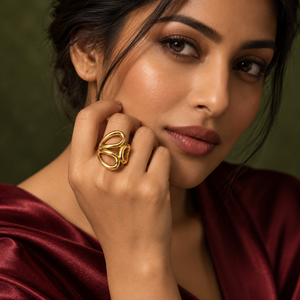 Anti tranish Gold plated Monarch Trinity statement Ring for adults - 1PC