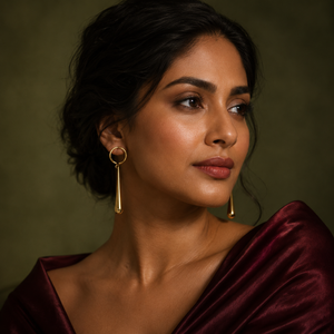 Earrings Gold-Tone Octagon Cut Stone Dangle Earrings - House of Viya