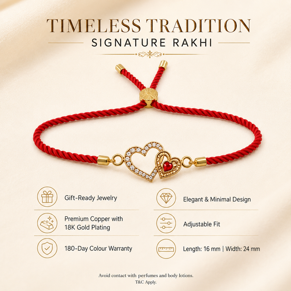 Rakhi Stone-Studded Heart Motif Charm Design Rakhi