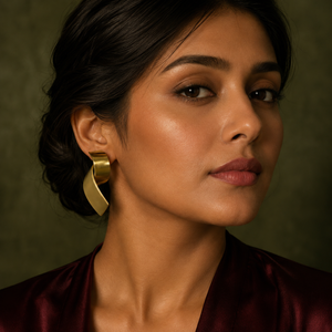 Earrings Gold-Tone Interlocking Oval Stone Earrings - House of Viya