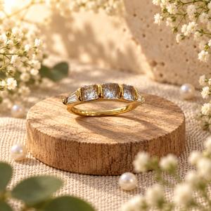 Rings Dual-Tone Polished White Stone Premium Ring