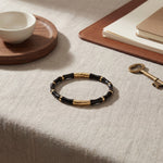 Bamboo Anti-Tarnish Beaded Kada Bracelet - Black & Gold Elegance