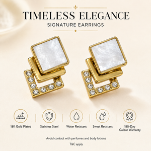 Earrings Gold-Tone Cross Pattern Geometric Drop Earrings - House of Viya