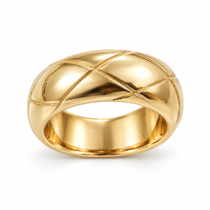 Anti tranish Gold plated Monarch Plain diamond cut Ring for adults - 1PC