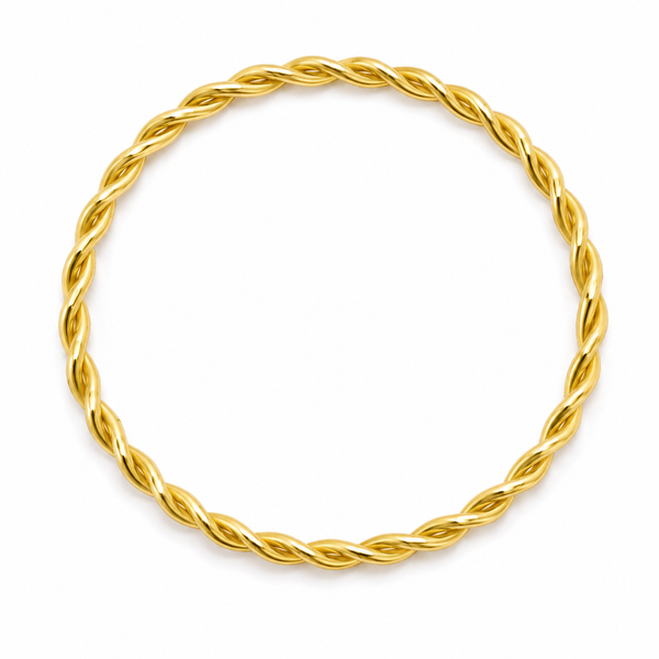 Kadas Gold-Tone Twisted Rope Design Thin Kada Bangle for Women - House of Viya
