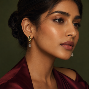 Earrings Gold-Tone Bar Linear Stone Drop Earrings - House of Viya