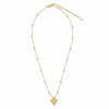 Chain 18K Gold-Plated Beaded Chain with Small V-Heart Pendant