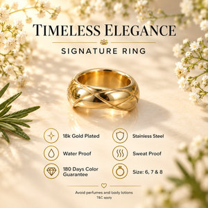 Anti tranish Gold plated Monarch Plain diamond cut Ring for adults - 1PC