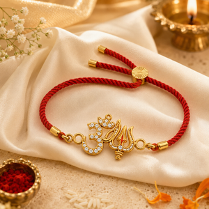 Rakhi Stone-Studded Om Trishul Motif Religious Rakhi