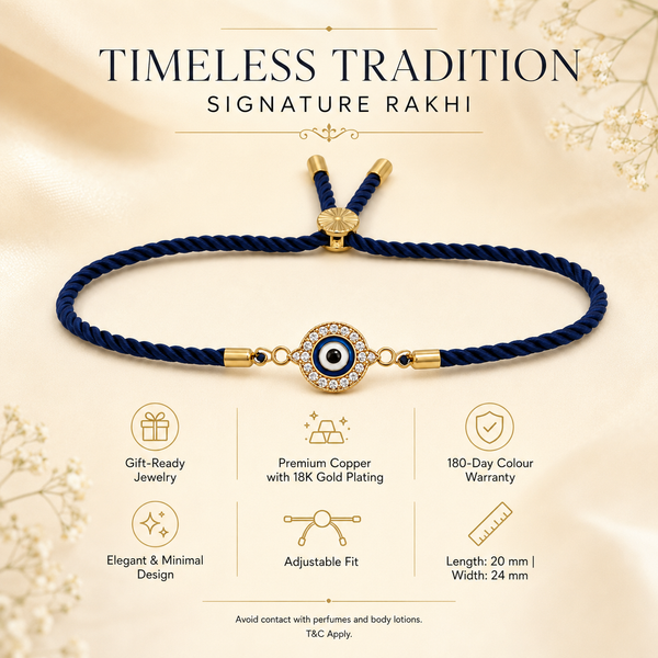 Rakhi Stone-Studded Nazar Evil Eye Motif Design Rakhi