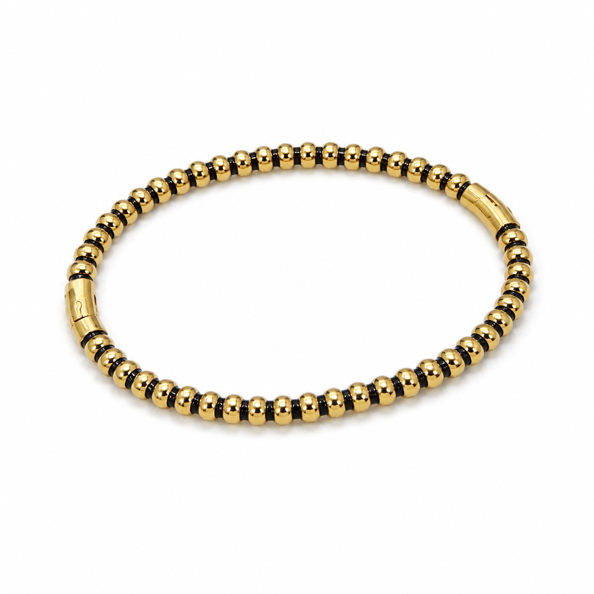 Kada Gold-Tone Stainless Steel Bamboo Collection Black Contemporary Design