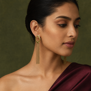 Earrings Gold-Tone Pear-Shaped Crystal Dangle Earrings - House of Viya