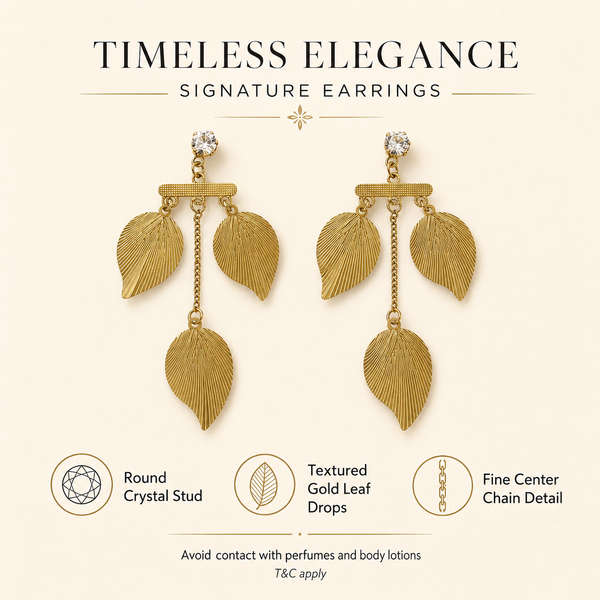 Earrings Gold-Tone Solitaire Round Crystal Earrings - House of Viya