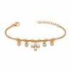 Gold Plated Snake Chain Bracelet with White Clover and White Stone Charm Cluster