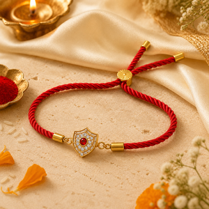 Rakhi Stone-Studded Shield Motif Charm Design Rakhi