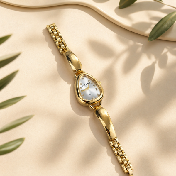 Watches Gold-Tone Pear Shape Dial Crystal Stone Bracelet Watch for Women - House of Viya
