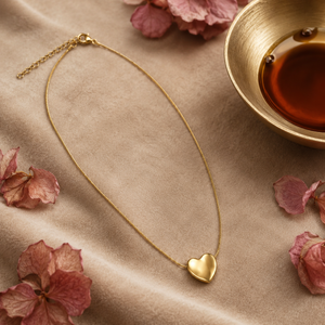 Chain 18K Gold-Plated Minimal Chain with Polished Heart Pendant - House of Viya