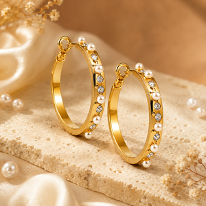 Earrings Gold-Tone Chevron Point Drop Stone Earrings - House of Viya