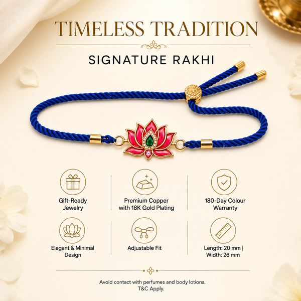Rakhi Stone-Studded Kamal Lotus Floral Motif Rakhi