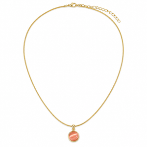 Chain 18K Gold-Plated Slim Chain with Round Light Orange Pendant - House of Viya