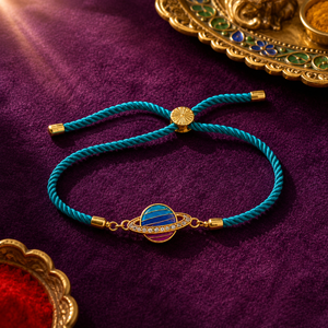 Rakhi Stone-Studded Saturn Planet Motif Design Rakhi