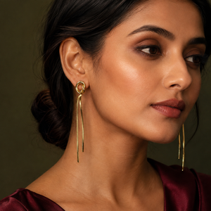 Earrings Gold-Tone Emerald Cut Rectangular Drop Earrings - House of Viya