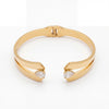 Dual Heart CZ Open Bypass Baby Kada Bangle | Gold Plated Solitaire Tip Cuff Bracelet for Women