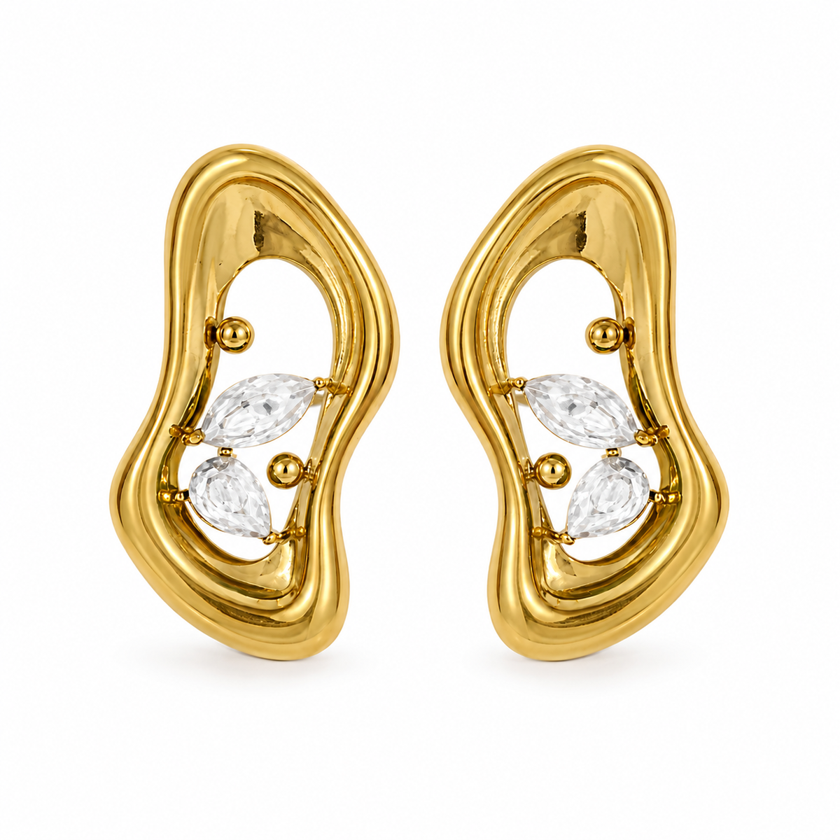 Earrings Gold-Tone Ruby Heart Stud Earrings