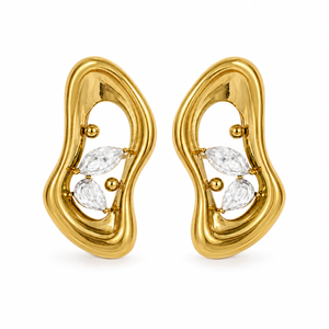 Earrings Gold-Tone Ruby Heart Stud Earrings - House of Viya