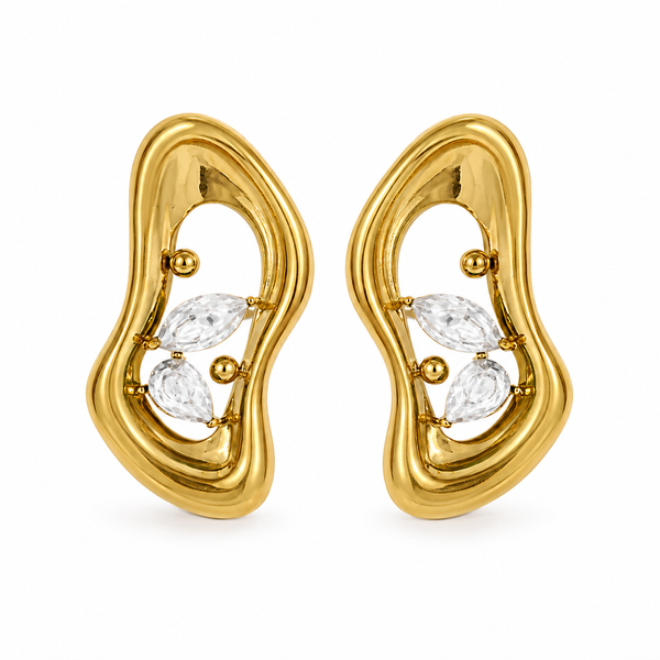 Earrings Gold-Tone Ruby Heart Stud Earrings - House of Viya