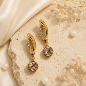 Earrings Gold-Tone Baguette Crystal Linear Drop Earrings - House of Viya
