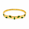 Real Marquise Emerald Green Stone Gold Oval Kada for Women | Oval Bezel Gemstone Stainless Steel Ladies Bangle | Genuine Stone Festive Jewellery
