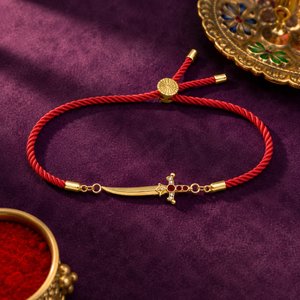 Rakhi Stone-Studded Sword Motif Traditional Design Rakhi