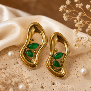 Earrings Gold-Tone Turquoise Teardrop Dangle Earrings - House of Viya