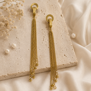 Earrings Gold-Tone Trilliant Cut Stone Drop Earrings - House of Viya