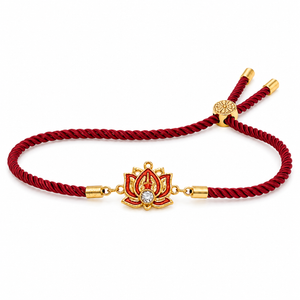 Rakhi Stone-Studded Lotus Floral Motif Design Rakhi