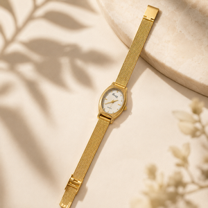 Watches Gold-Tone Barrel Dial Mesh Bracelet Watch for Women