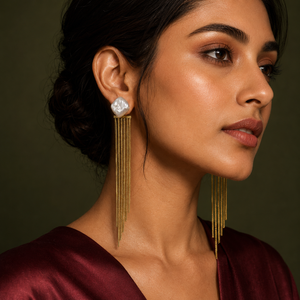 Earrings Gold-Tone Oval Frame Stone Hoop Earrings - House of Viya
