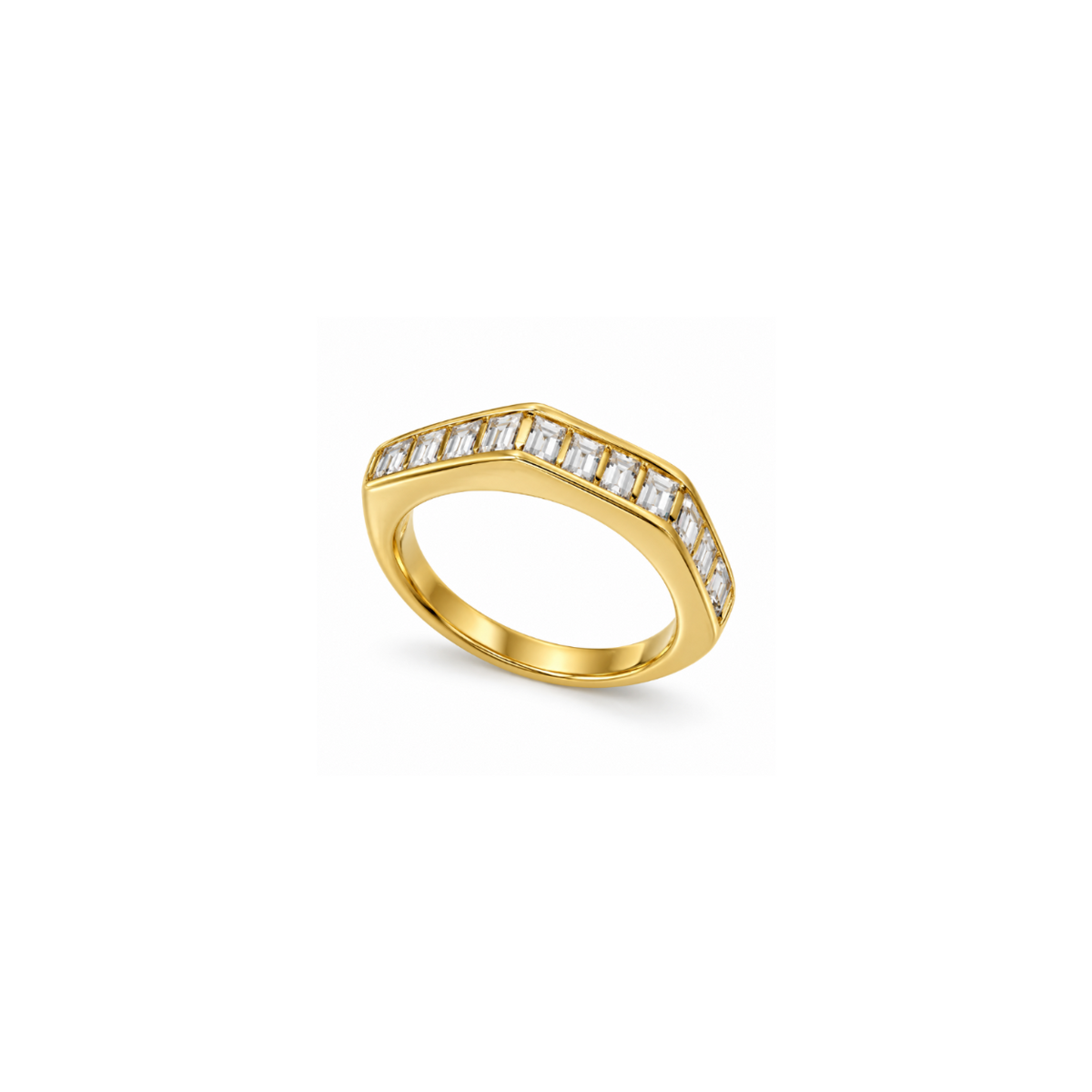 Rings Dual-Tone Polished White Stone Contemporary Cocktail Ring