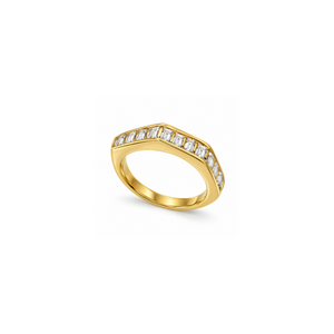 Rings Dual-Tone Polished White Stone Contemporary Cocktail Ring