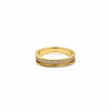 Anti tranish Gold plated 3 line Criss cross with Above 1 line CZ stone Rings for adults - 1PC