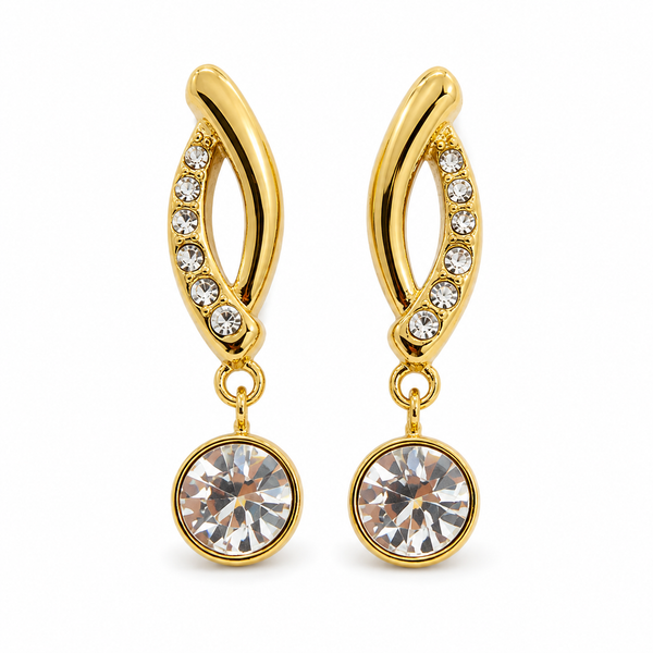 Earrings Gold-Tone Baguette Crystal Linear Drop Earrings - House of Viya
