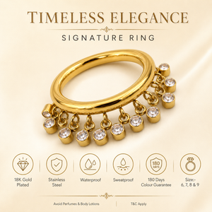 Ring Gold-Tone Rhinestone White Stone Elegant Cocktail Design