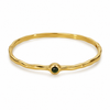 Kadas Gold-Tone Polished Finish Green Stone-Accented Slim Kada for Women