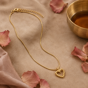 Chain 18K Gold-Plated Delicate Chain with Open Heart Pendant - House of Viya