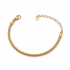 Gold Plated Wheat Foxtail Braided Rope Chain Bracelet with Extension and Lobster Clasp