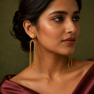 Earrings Gold-Tone Layered Triangle Crystal Earrings - House of Viya