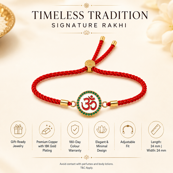 Rakhi Stone-Studded Om Circle Motif Religious Rakhi