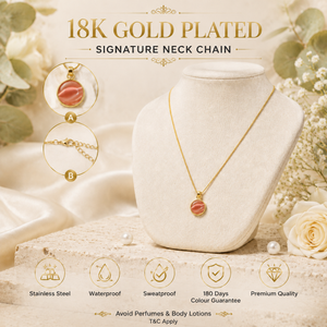 Chain 18K Gold-Plated Slim Chain with Round Light Orange Pendant - House of Viya