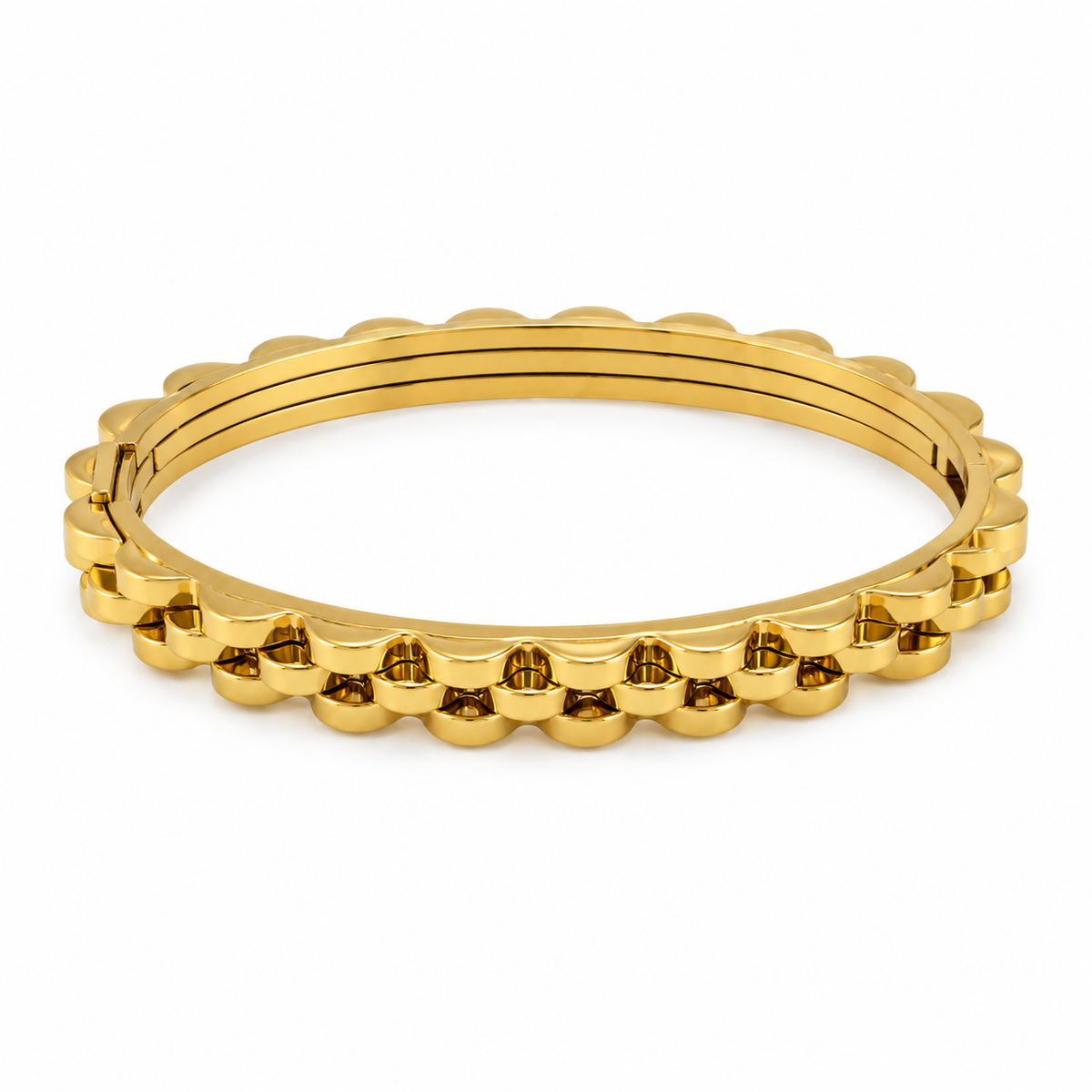 Kadas Gold-Tone Multi-Row Crystal-Studded Broad Kada for Women